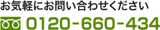お気軽にお問い合わせください 0120-660-434